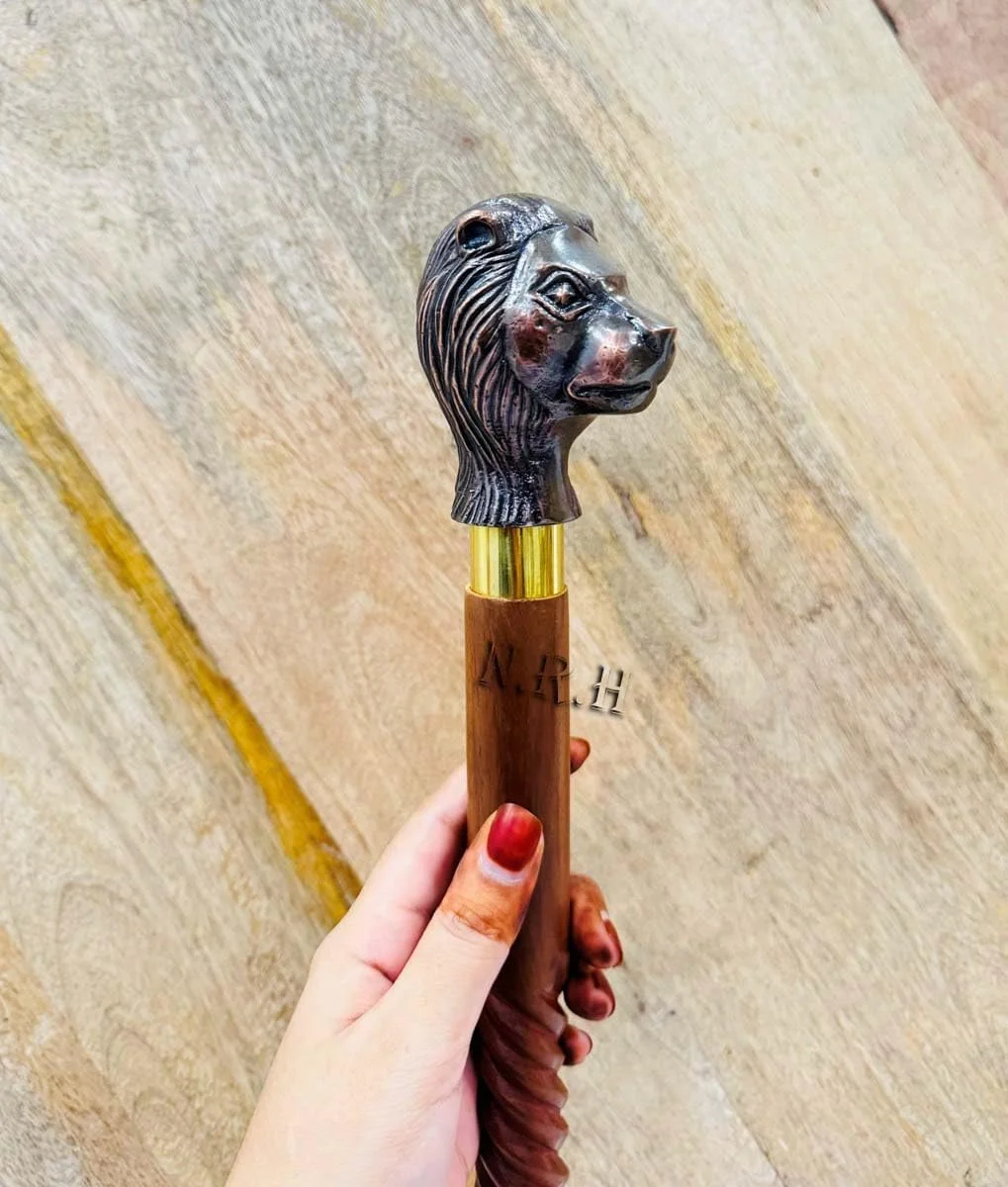 عصای پیاده روی چوبی با دسته برنجی | عصای پیاده روی دست ساز | عصاهای تزئینی | عصای پیاده روی برای مردان و زنان فعال