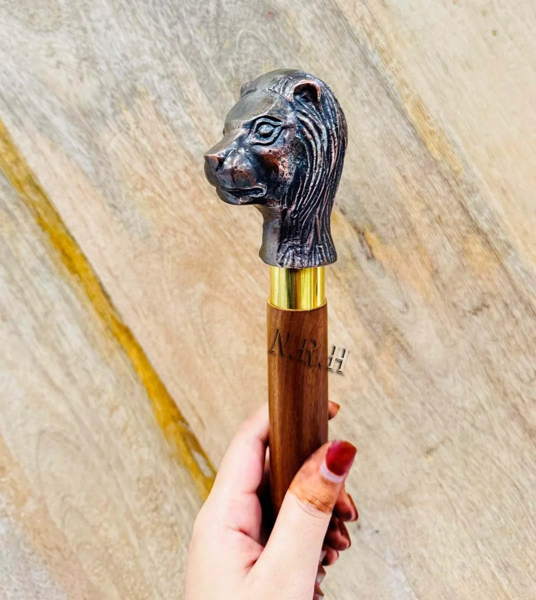 عصای پیاده روی چوبی با دسته برنجی | عصای پیاده روی دست ساز | عصاهای تزئینی | عصای پیاده روی برای مردان و زنان فعال