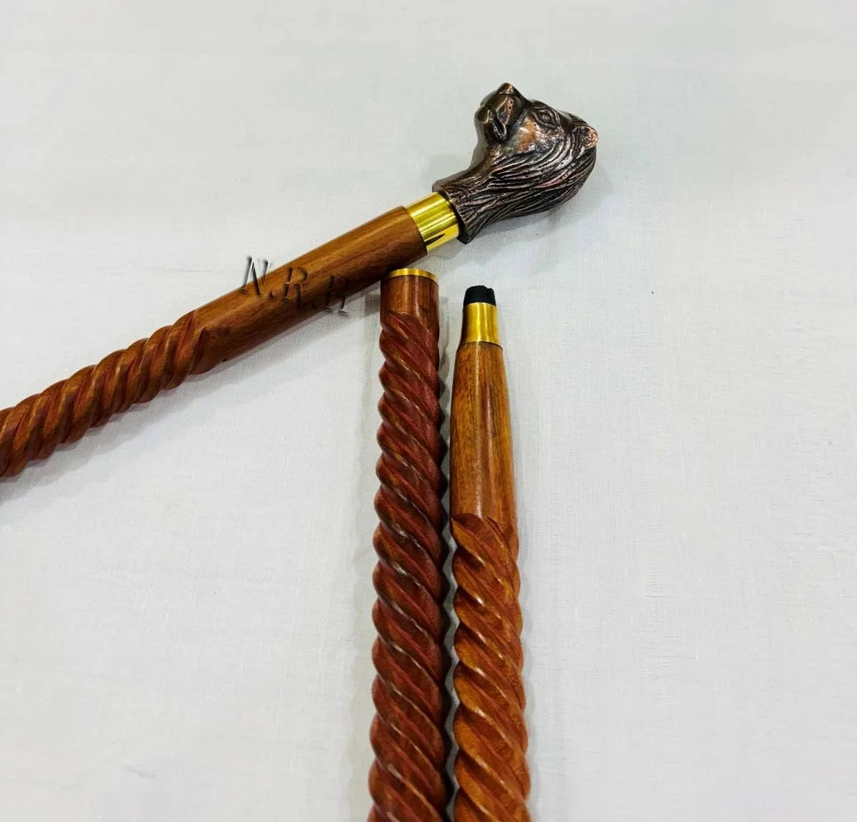 عصای پیاده روی چوبی با دسته برنجی | عصای پیاده روی دست ساز | عصاهای تزئینی | عصای پیاده روی برای مردان و زنان فعال