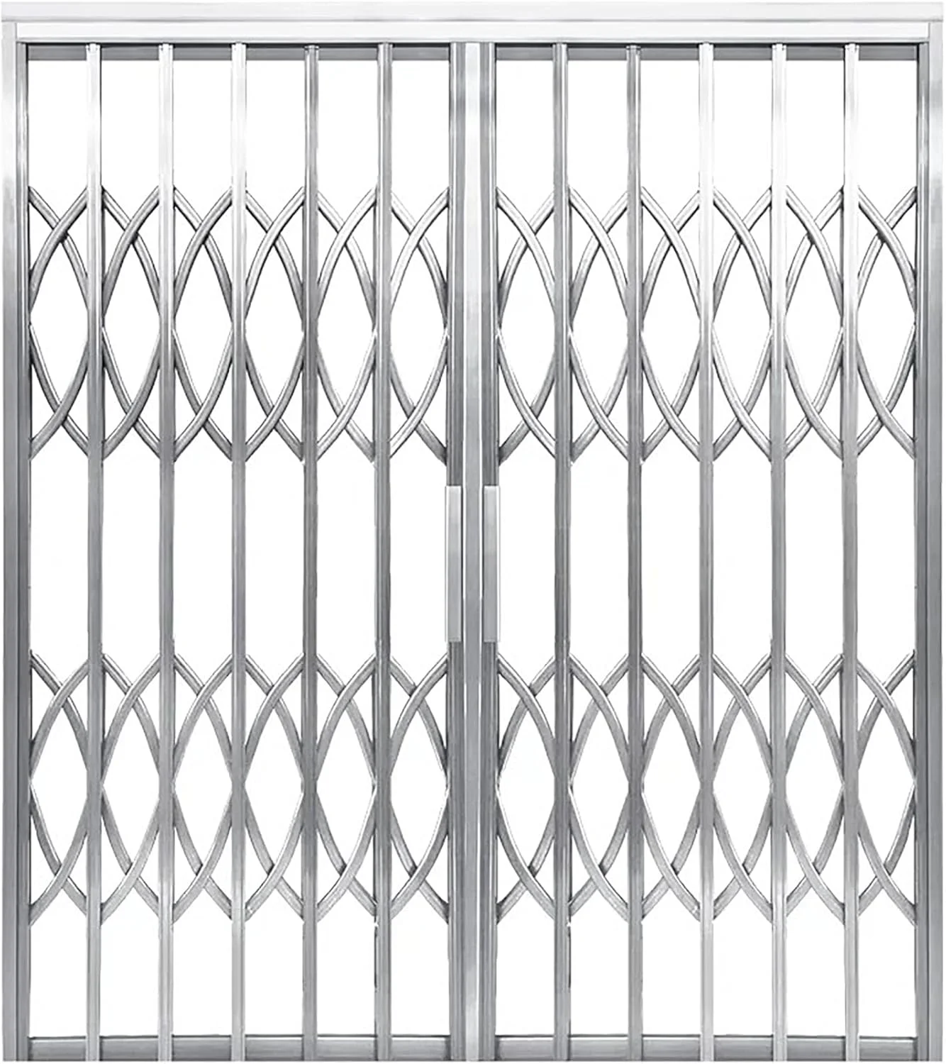 درب امنیتی سنگین از جنس استیل ضد زنگ 304 - درب کشویی تاشو و قابل گسترش با قفل ضد سرقت، حفاظ جمع شونده برای پاسیو، بالکن، ورودی و ساختمان های تجاری (100x160 سانتی متر)