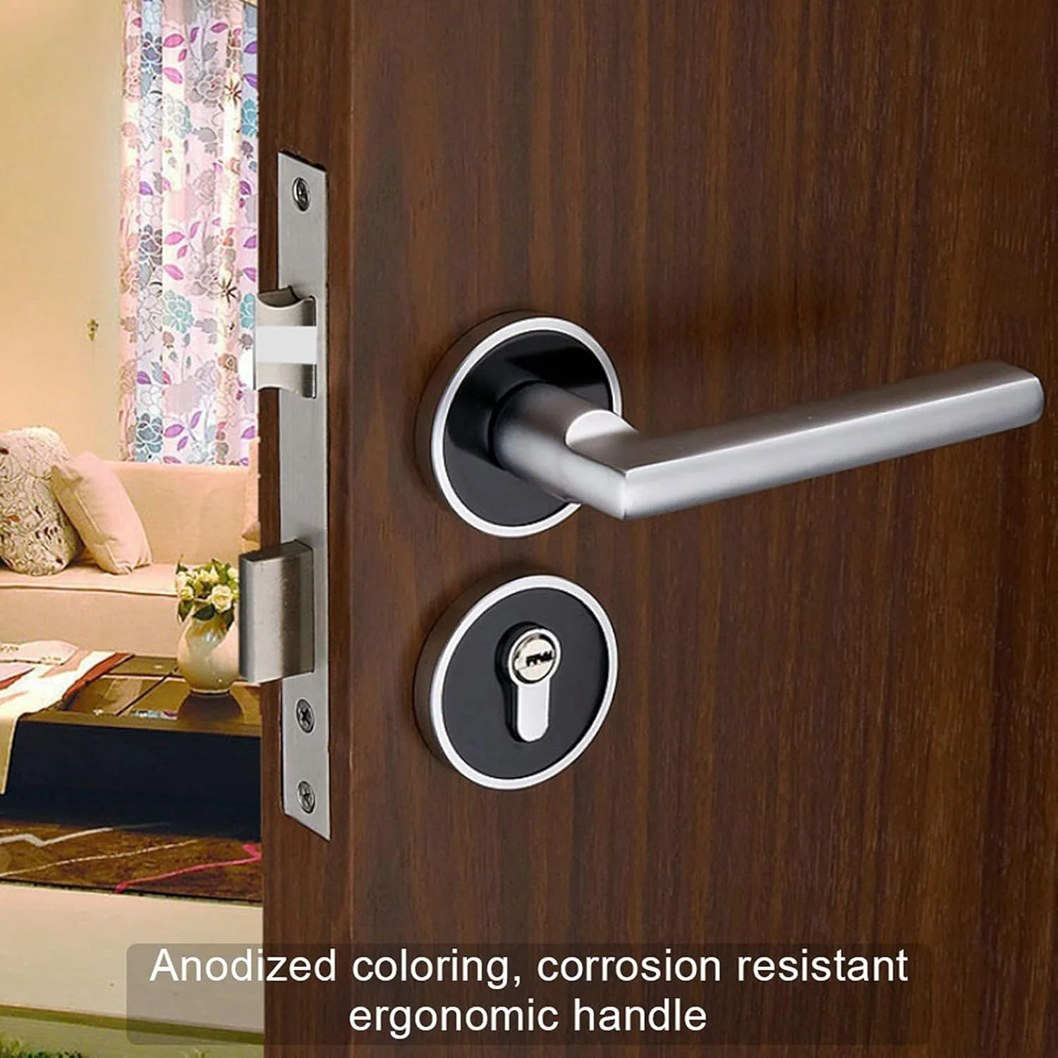 دستگیره درب قفل درب چوبی به سبک اروپایی آلومینیوم فضایی ضد زنگ ضد سرقت دستگیره درب بی صدا برای اتاق خواب حمام