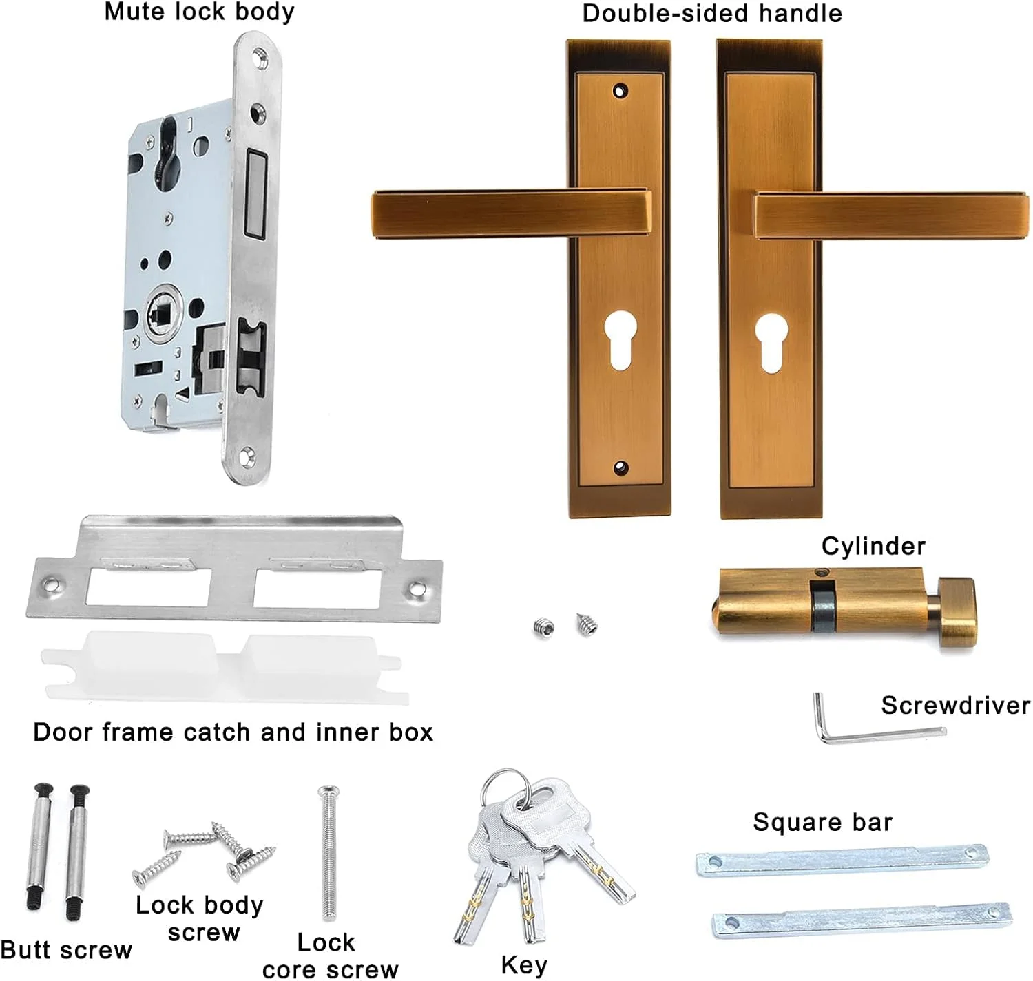 قفل درب، دستگیره قفل درب آلیاژ روی، قفل مکانیکی ضد سرقت مدرن داخلی برای اتاق خواب منزل