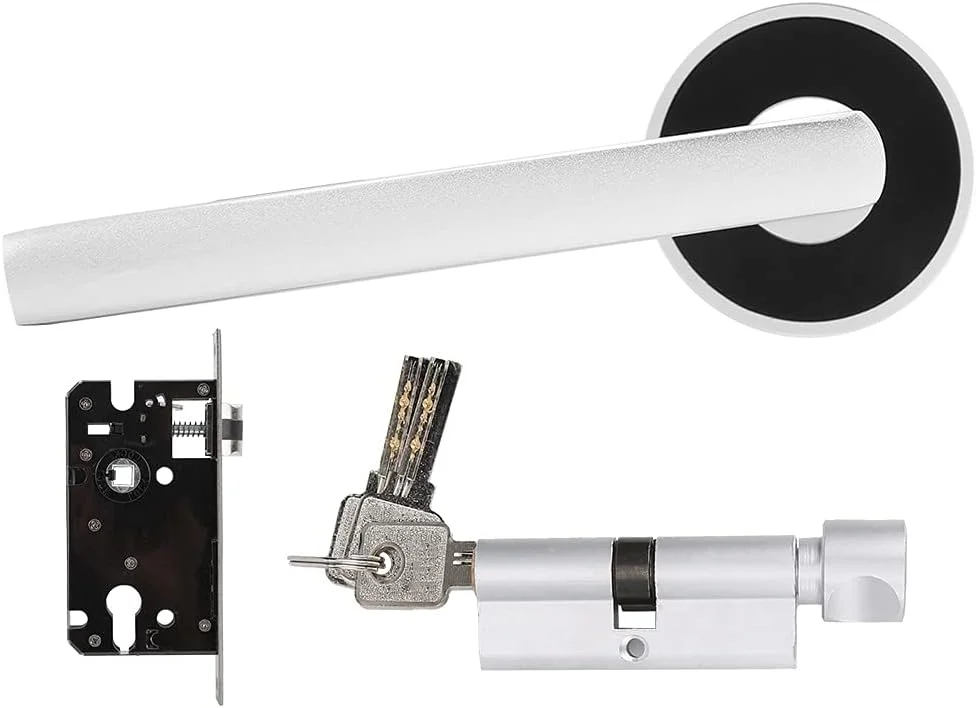 دستگیره درب قفل درب چوبی به سبک اروپایی آلومینیوم فضایی ضد زنگ ضد سرقت دستگیره درب بی صدا برای اتاق خواب حمام