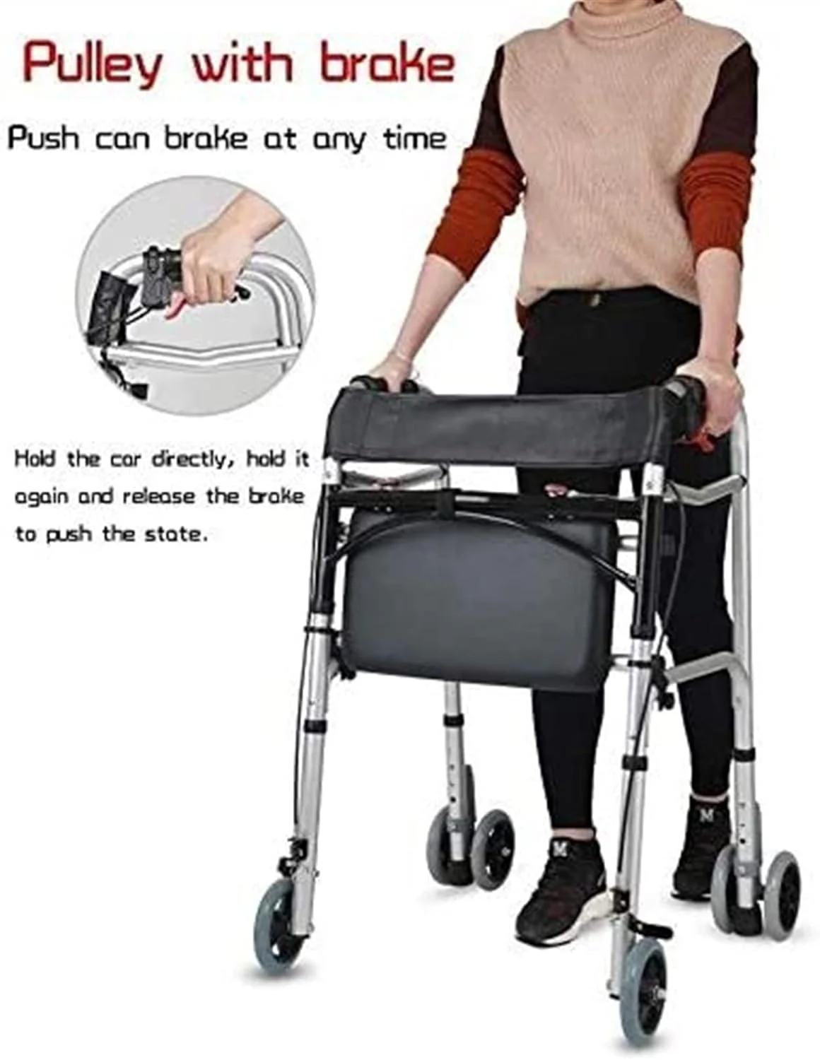 واکر تاشو آلومینیومی بزرگسالان با چرخ و ترمز دستی، مناسب سالمندان و افراد نیازمند توانبخشی (سایز A) واکر تاشو آلومینیومی بزرگسالان با چرخ و ترمز دستی، مناسب سالمندان و افراد نیازمند توانبخشی (سایز A)