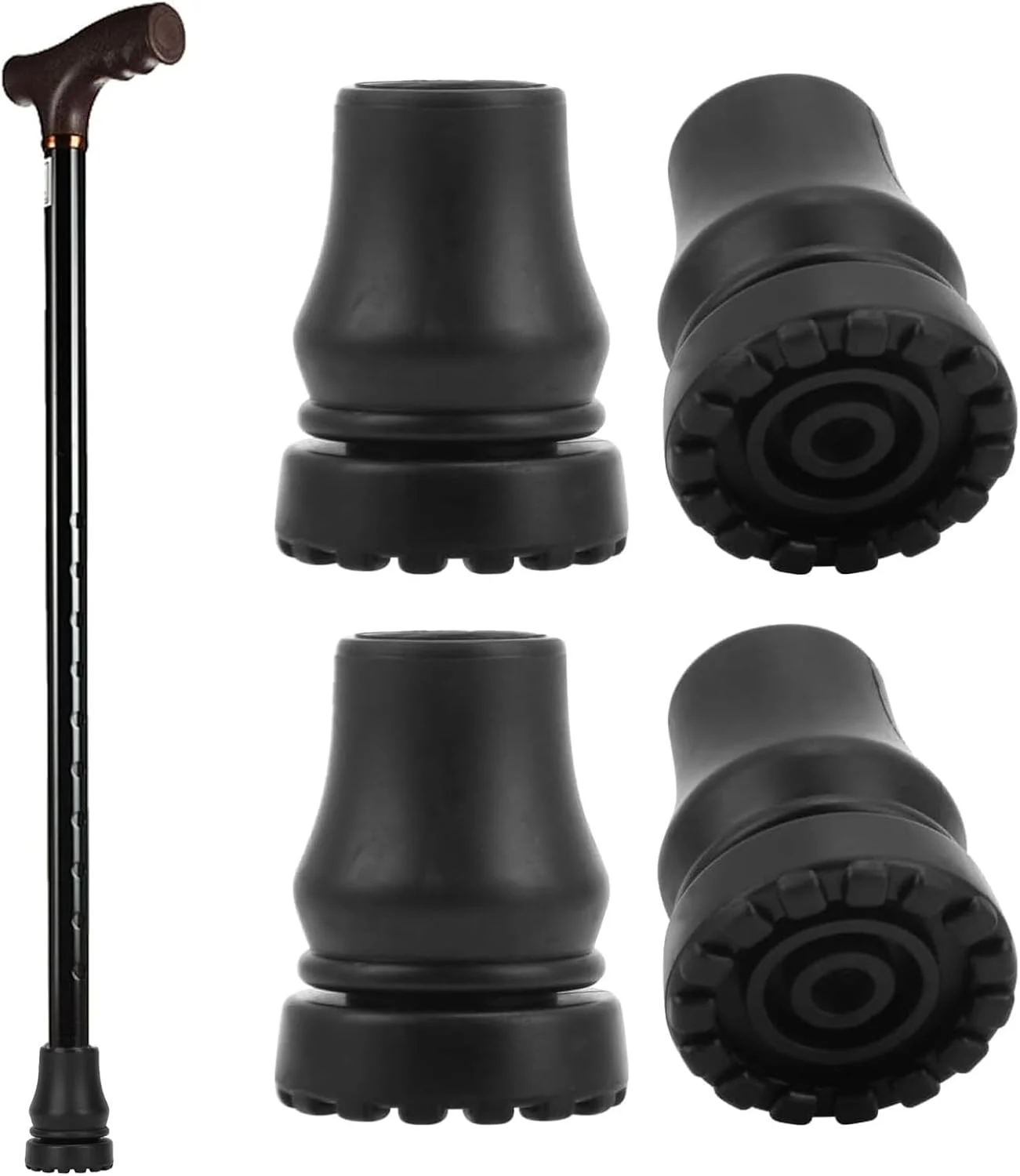 4 عدد سر عصا برای عصای پیاده روی استاندارد با قطر 19 میلی متر، لوازم جانبی عصای تاشو، مشکی 4 عدد سر عصا برای عصای پیاده روی استاندارد با قطر 19 میلی متر، لوازم جانبی عصای تاشو، مشکی