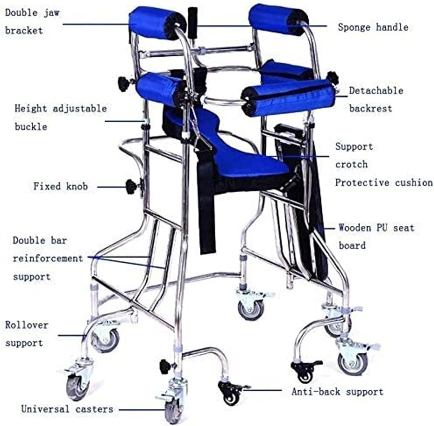 واکر چارچوب پیاده روی داخلی بزرگسال با چرخ، تاشو، با قابلیت تنظیم ارتفاع و عرض، با پشتیبانی دوگانه زیر بغل و عملکرد ترمز، واکر بزرگسال 8 چرخ واکر چارچوب پیاده روی داخلی بزرگسال با چرخ، تاشو، با قابلیت تنظیم ارتفاع و عرض، با پشتیبانی دوگانه زیر بغل و عملکرد ترمز، واکر بزرگسال 8 چرخ
