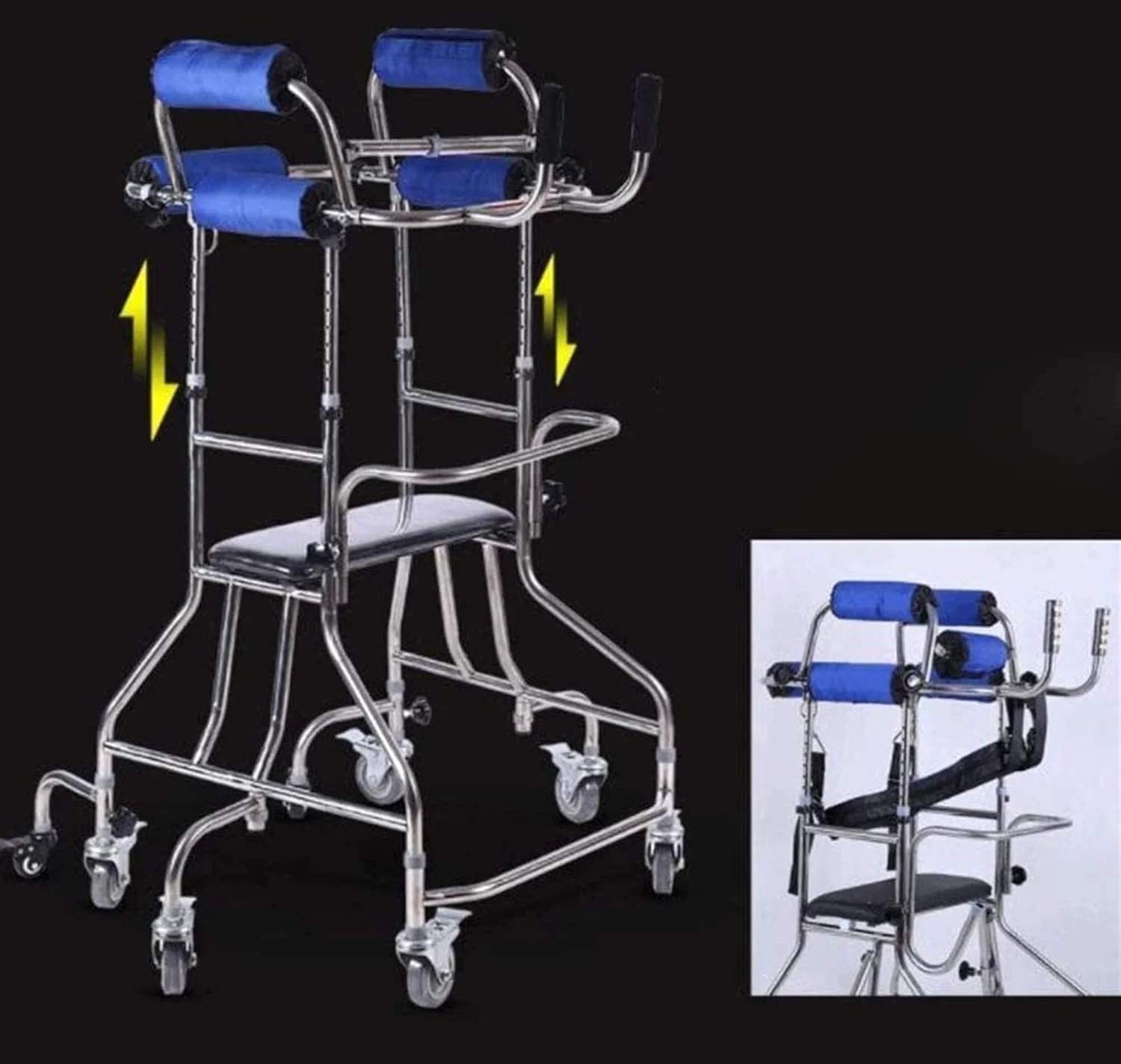 واکر چارچوب پیاده روی داخلی بزرگسال با چرخ، تاشو، با قابلیت تنظیم ارتفاع و عرض، با پشتیبانی دوگانه زیر بغل و عملکرد ترمز، واکر بزرگسال 8 چرخ واکر چارچوب پیاده روی داخلی بزرگسال با چرخ، تاشو، با قابلیت تنظیم ارتفاع و عرض، با پشتیبانی دوگانه زیر بغل و عملکرد ترمز، واکر بزرگسال 8 چرخ