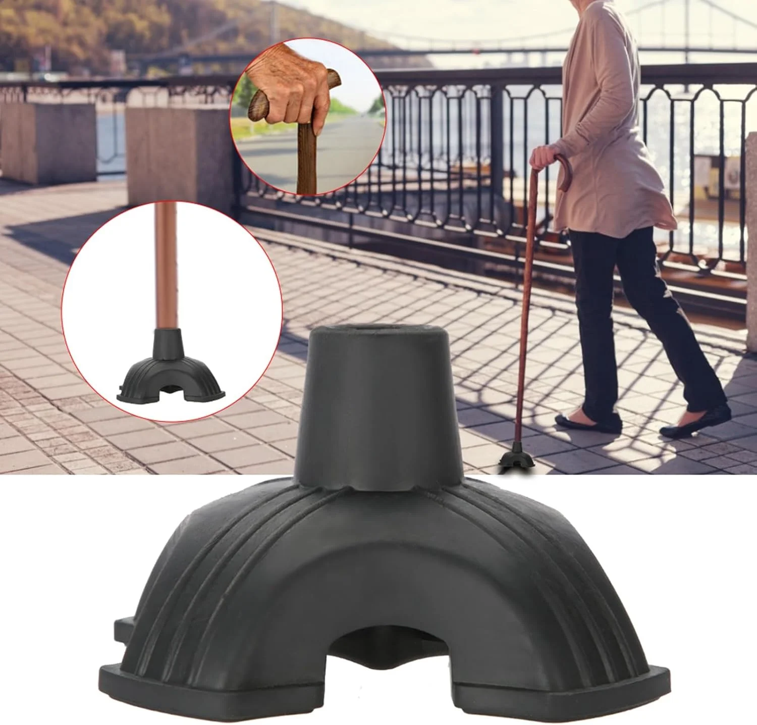 نوک عصا، نوک عصای خودایستا با چهار پایه نگهدارنده، لوازم جانبی عصا نوک عصا، نوک عصای خودایستا با چهار پایه نگهدارنده، لوازم جانبی عصا