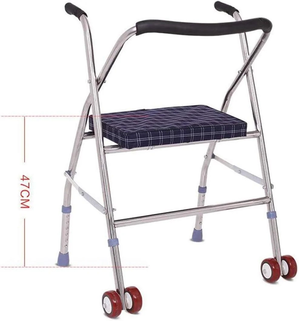 واکر، چارچوب پیاده روی تاشو سبک وزن استیل ضد زنگ با چرخ و صندلی، رولیتور واکر یک سورپرایز کوچک واکر، چارچوب پیاده روی تاشو سبک وزن استیل ضد زنگ با چرخ و صندلی، رولیتور واکر یک سورپرایز کوچک