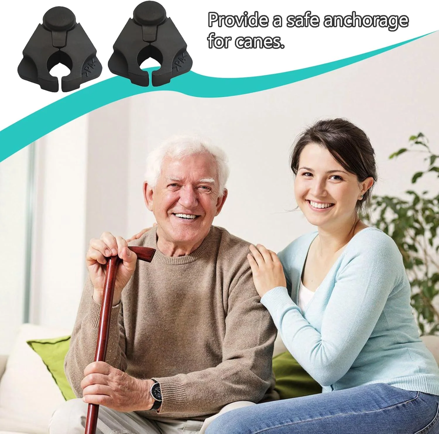 بسته 2 عددی نگهدارنده عصا، چوب دستی، نگهدارنده زیر بغل، نگهدارنده عصا برای میز، نگهدارنده میزی برای چوب دستی برای نگهداری و برداشتن راحت عصا، لوازم جانبی عصا