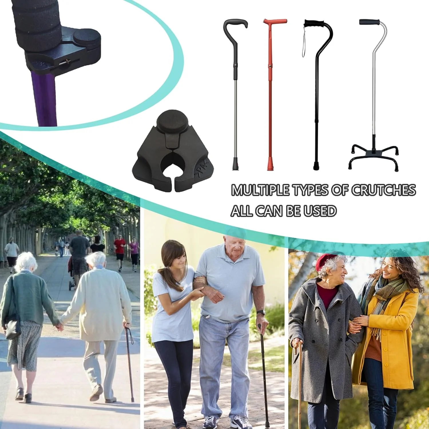 بسته 2 عددی نگهدارنده عصا، چوب دستی، نگهدارنده زیر بغل، نگهدارنده عصا برای میز، نگهدارنده میزی برای چوب دستی برای نگهداری و برداشتن راحت عصا، لوازم جانبی عصا