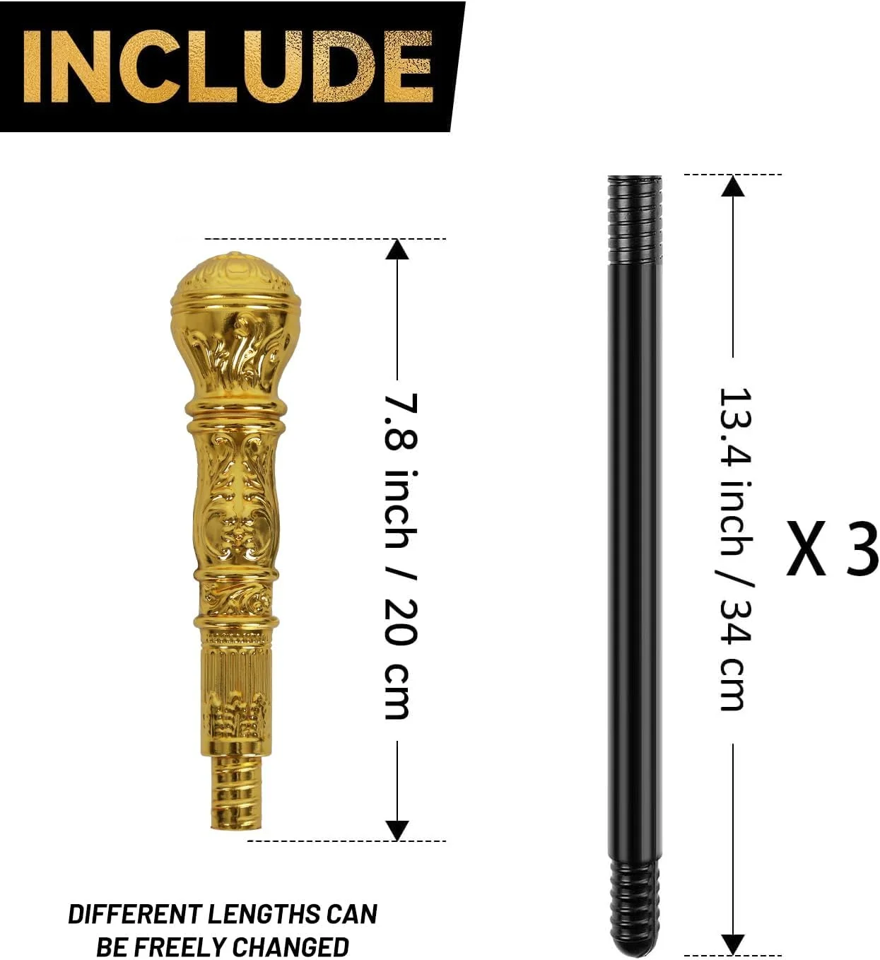 عصای طلایی عتیقه عصای تزئینی نقره ای عصای تکیه گاه لباس عصای لباس کلزپلی