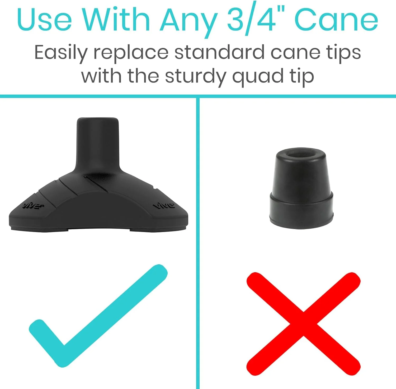 نوک عصای ایستاده ویو، جایگزین بادوام چهارپایه برای عصاهای پیاده روی با قطر 3/4 اینچ - پایه لاستیکی عصا مناسب تمام سطوح برای عصاهای پیاده روی، تاشو و طبی - نوک تثبیت کننده عصا برای مردان و زنان (مشکی) نوک عصای ایستاده ویو، جایگزین بادوام چهارپایه برای عصاهای پیاده روی با قطر 3/4 اینچ - پایه لاستیکی عصا مناسب تمام سطوح برای عصاهای پیاده روی، تاشو و طبی - نوک تثبیت کننده عصا برای مردان و زنان (مشکی)