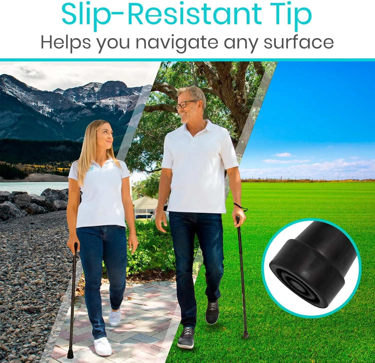 عصای تاشو Vive، عصای پیادهروی تاشو، سبک وزن، قابل تنظیم، قابل حمل، عصای دستی برای تعادل و کمک به حرکت، دستههای شیک و راحت عصای تاشو Vive، عصای پیادهروی تاشو، سبک وزن، قابل تنظیم، قابل حمل، عصای دستی برای تعادل و کمک به حرکت، دستههای شیک و راحت