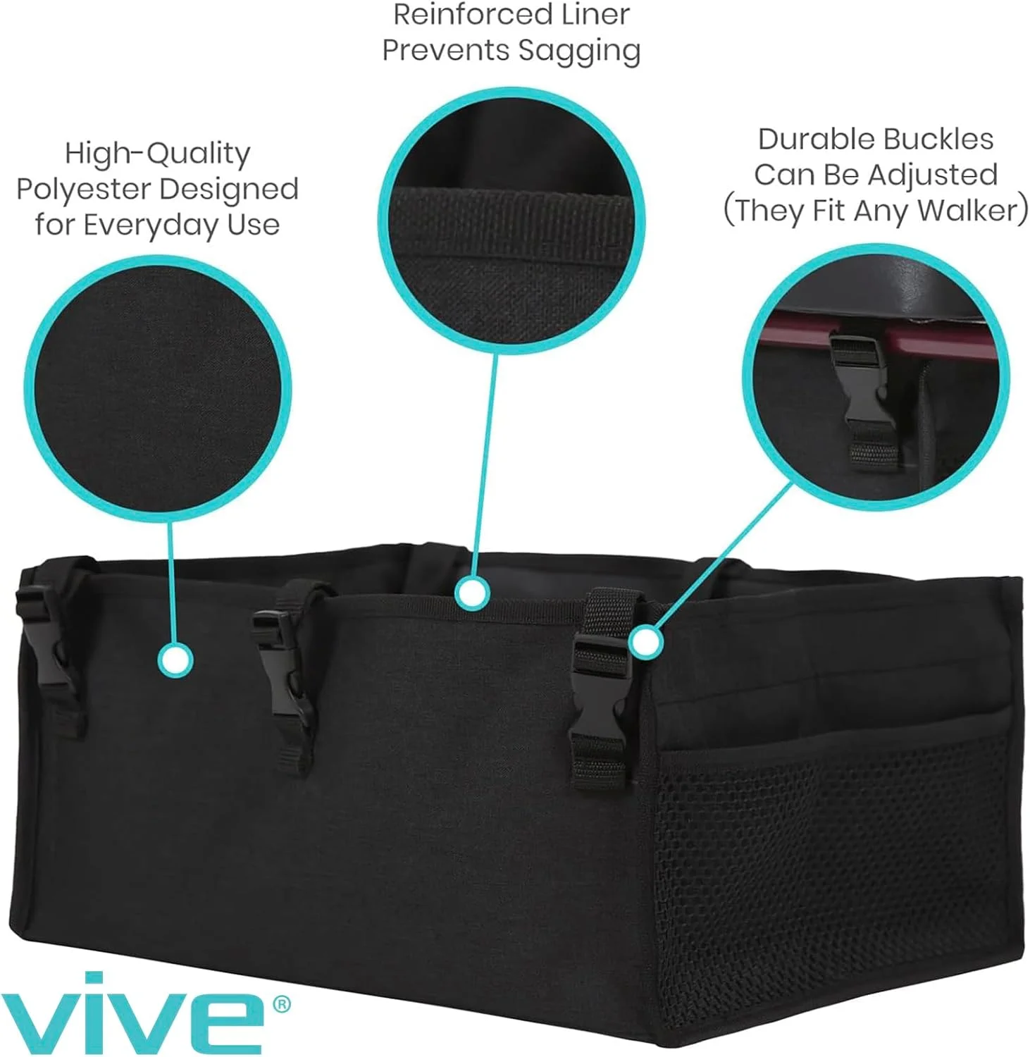 کیف صندلی رولیتور Vive - لوازم جانبی کیف حمل ویلچر - سازمان دهنده پارچه ای زیر صندلی - کیف بزرگ قابل تنظیم برای حمل وسایل - سبد قابل استفاده مجدد برای زنان، مردان، سالمندان کیف صندلی رولیتور Vive - لوازم جانبی کیف حمل ویلچر - سازمان دهنده پارچه ای زیر صندلی - کیف بزرگ قابل تنظیم برای حمل وسایل - سبد قابل استفاده مجدد برای زنان، مردان، سالمندان