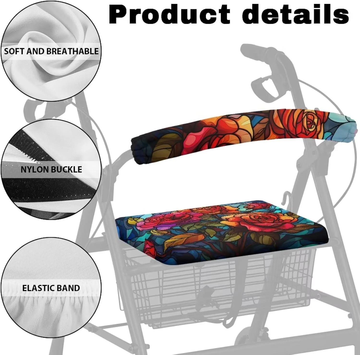 لوازم جانبی رولیتور طرح رز Vanideaoty، روکش های نرم و تنفسی برای نشیمنگاه و پشتی رولیتور، مناسب برای پارک ها، روکش صندلی و پشتی رولیتور، نصب آسان لوازم جانبی رولیتور طرح رز Vanideaoty، روکش های نرم و تنفسی برای نشیمنگاه و پشتی رولیتور، مناسب برای پارک ها، روکش صندلی و پشتی رولیتور، نصب آسان