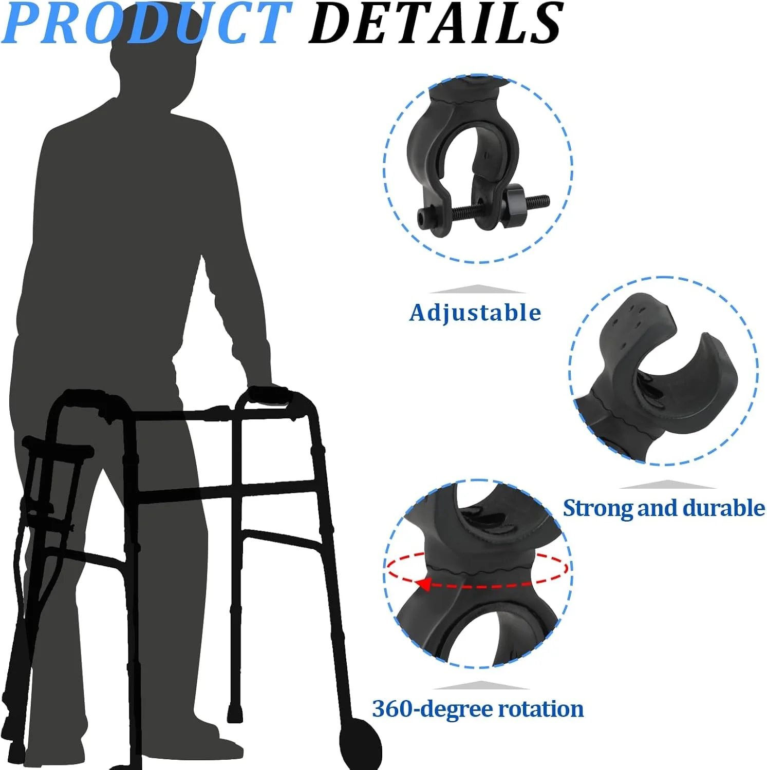 نگهدارنده عصا برای واکر، نگهدارنده عصای پیاده روی جهانی، لوازم جانبی دوچرخه، براکت عصای چرخشی برای ویلچر، رولیتور، اسکوترهای حرکتی، مناسب برای عصاهای پیاده روی، نصب آسان (2 عدد) نگهدارنده عصا برای واکر، نگهدارنده عصای پیاده روی جهانی، لوازم جانبی دوچرخه، براکت عصای چرخشی برای ویلچر، رولیتور، اسکوترهای حرکتی، مناسب برای عصاهای پیاده روی، نصب آسان (2 عدد)