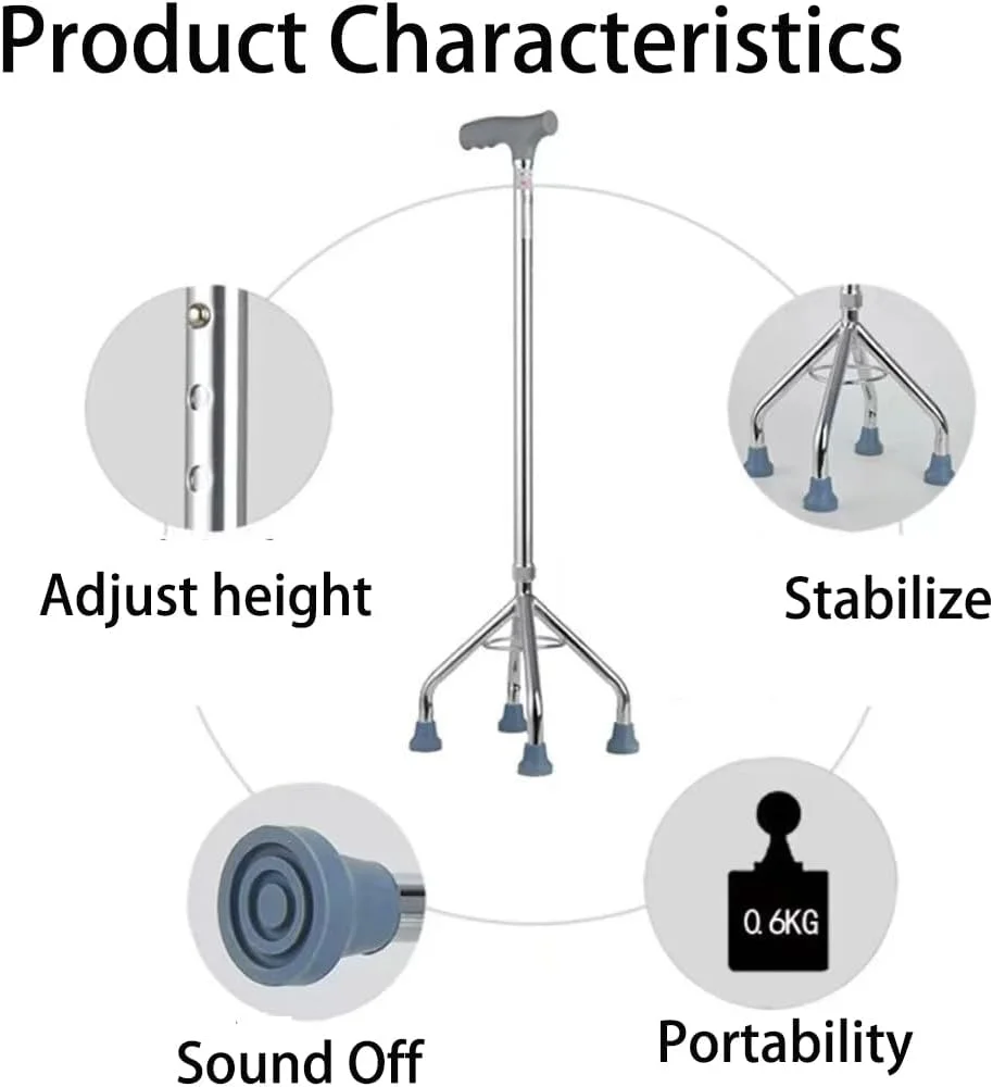 عصای پیاده روی U-HOOME برای آقایان و بانوان، عصای چهار پایه قابل تنظیم با پایه 4 شاخه برای ثبات بیشتر، عصای پیاده روی سبک وزن برای سالمندان و بزرگسالان، آسیب های زانو، بهبودی بعد از جراحی پا، تحرک عصای پیاده روی U-HOOME برای آقایان و بانوان، عصای چهار پایه قابل تنظیم با پایه 4 شاخه برای ثبات بیشتر، عصای پیاده روی سبک وزن برای سالمندان و بزرگسالان، آسیب های زانو، بهبودی بعد از جراحی پا، تحرک