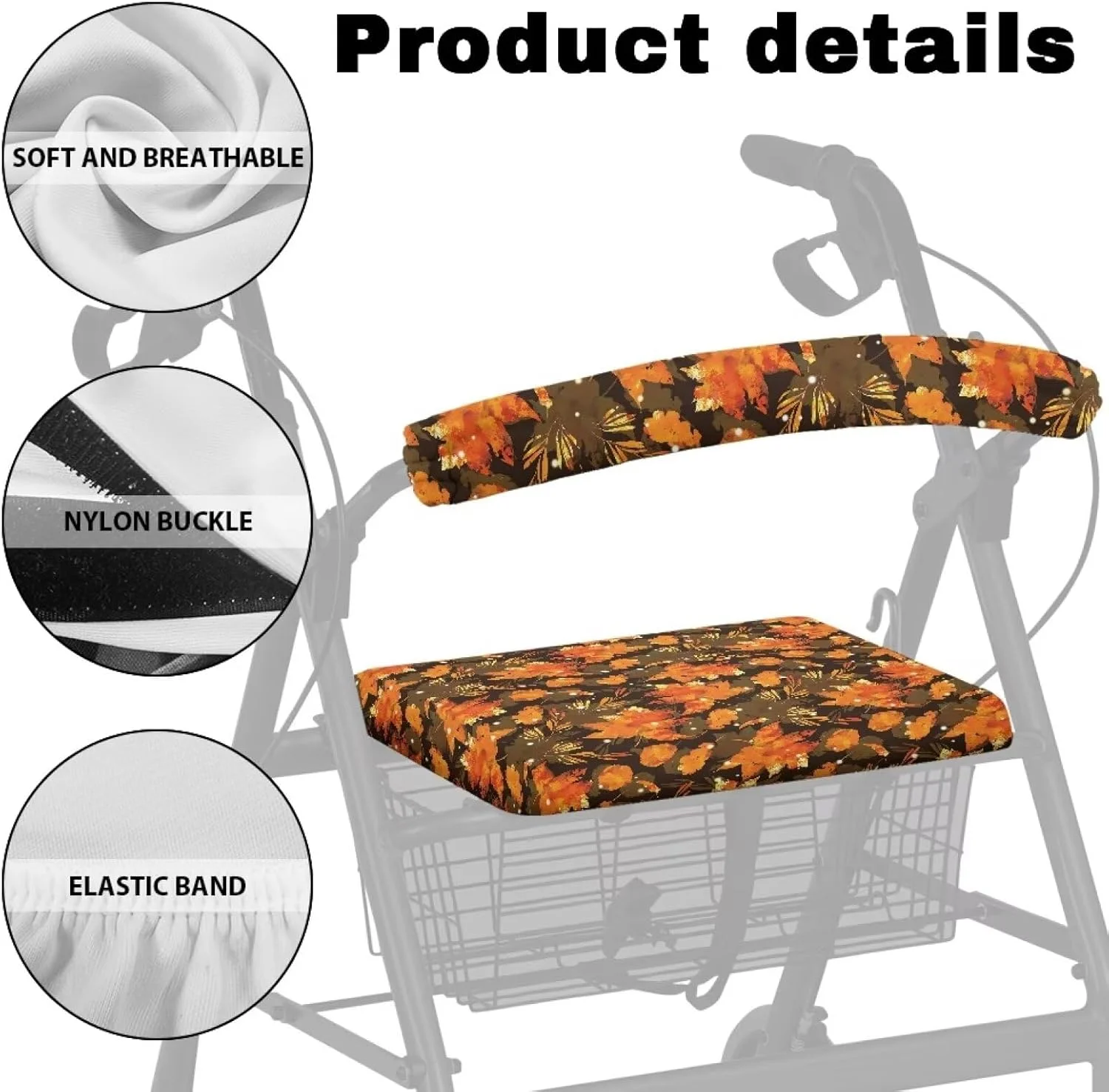 رولیتور واکر یوریسانیگو با روکش صندلی طرح برگ پاییزی، مناسب سالمندان، روکش صندلی هدیه روز شکرگزاری، روکش صندلی نرم و قابل شستشو رولیتور واکر یوریسانیگو با روکش صندلی طرح برگ پاییزی، مناسب سالمندان، روکش صندلی هدیه روز شکرگزاری، روکش صندلی نرم و قابل شستشو