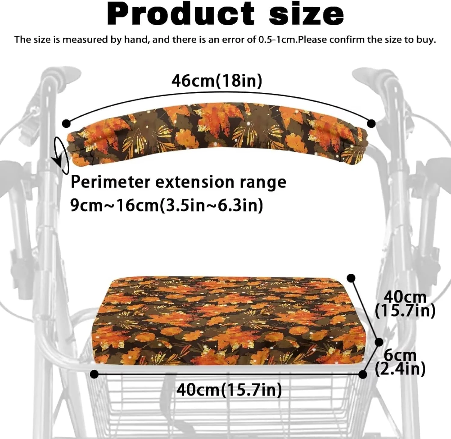 رولیتور واکر یوریسانیگو با روکش صندلی طرح برگ پاییزی، مناسب سالمندان، روکش صندلی هدیه روز شکرگزاری، روکش صندلی نرم و قابل شستشو رولیتور واکر یوریسانیگو با روکش صندلی طرح برگ پاییزی، مناسب سالمندان، روکش صندلی هدیه روز شکرگزاری، روکش صندلی نرم و قابل شستشو