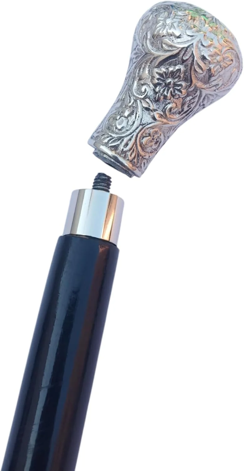 عصای پیاده‌روی تزئینی آزمایشگاه عتیقه TAL مدل Bat Masterson، عصای چوبی تاشو مشکی برای مردان و زنان، دسته دربی دست ساز 36 اینچی