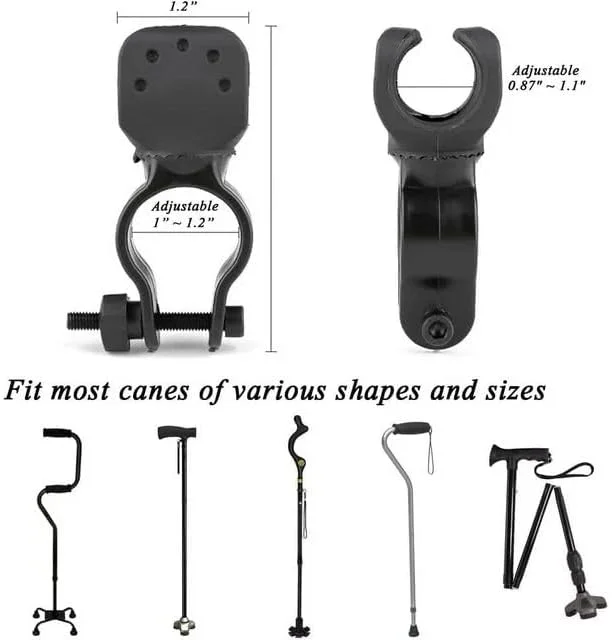 Tangseajiao 2Pack Black Walking Stick Holders, Cane Holder, Wheelchair Accessories, Walking Stick Folder for Mobility Scooter, Crutch Holder Cane Accessories