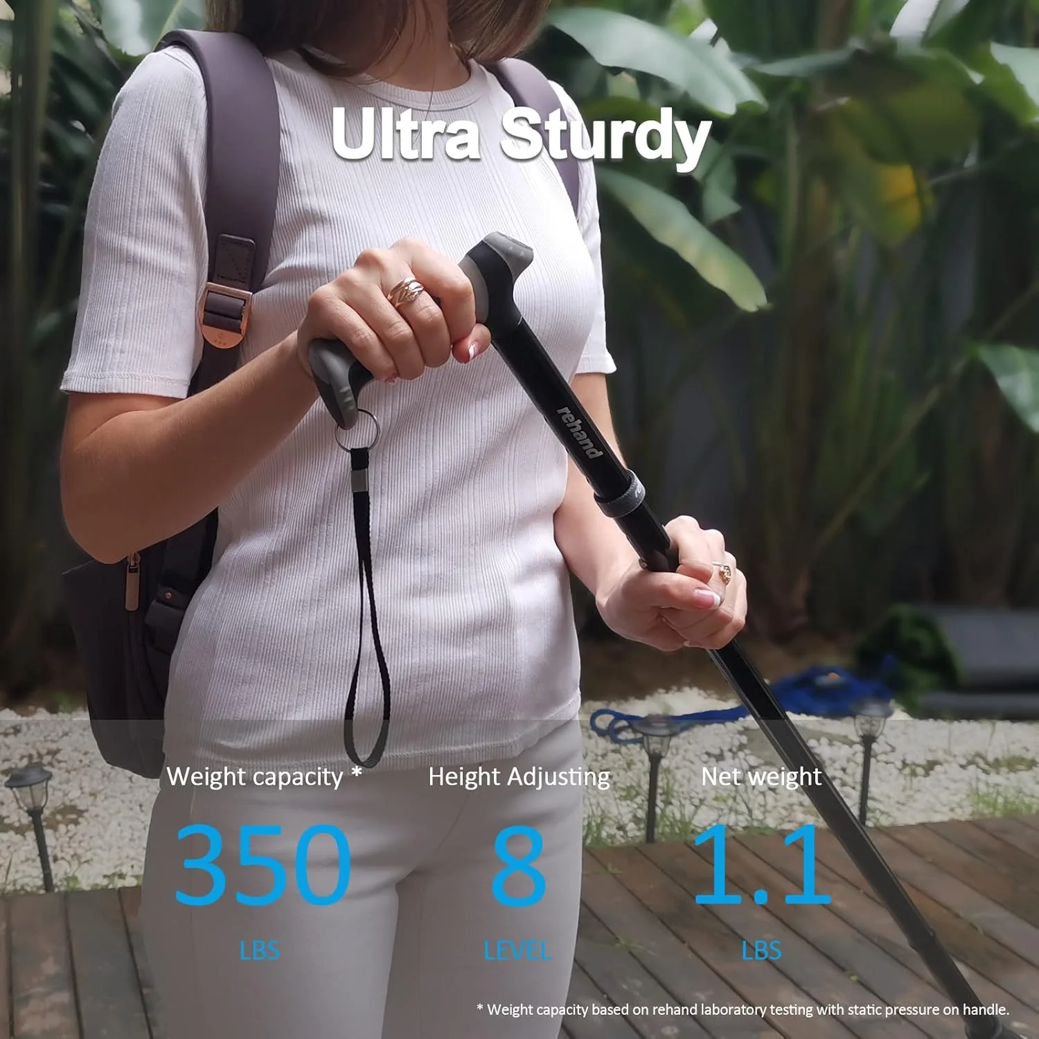 عصای پیاده روی تاشو همه کاره Rehand، عصا برای زنان و مردان، نوک محوری و کمک حرکتی سنگین، عصای پیاده روی قابل تنظیم برای سالمندان و بانوان