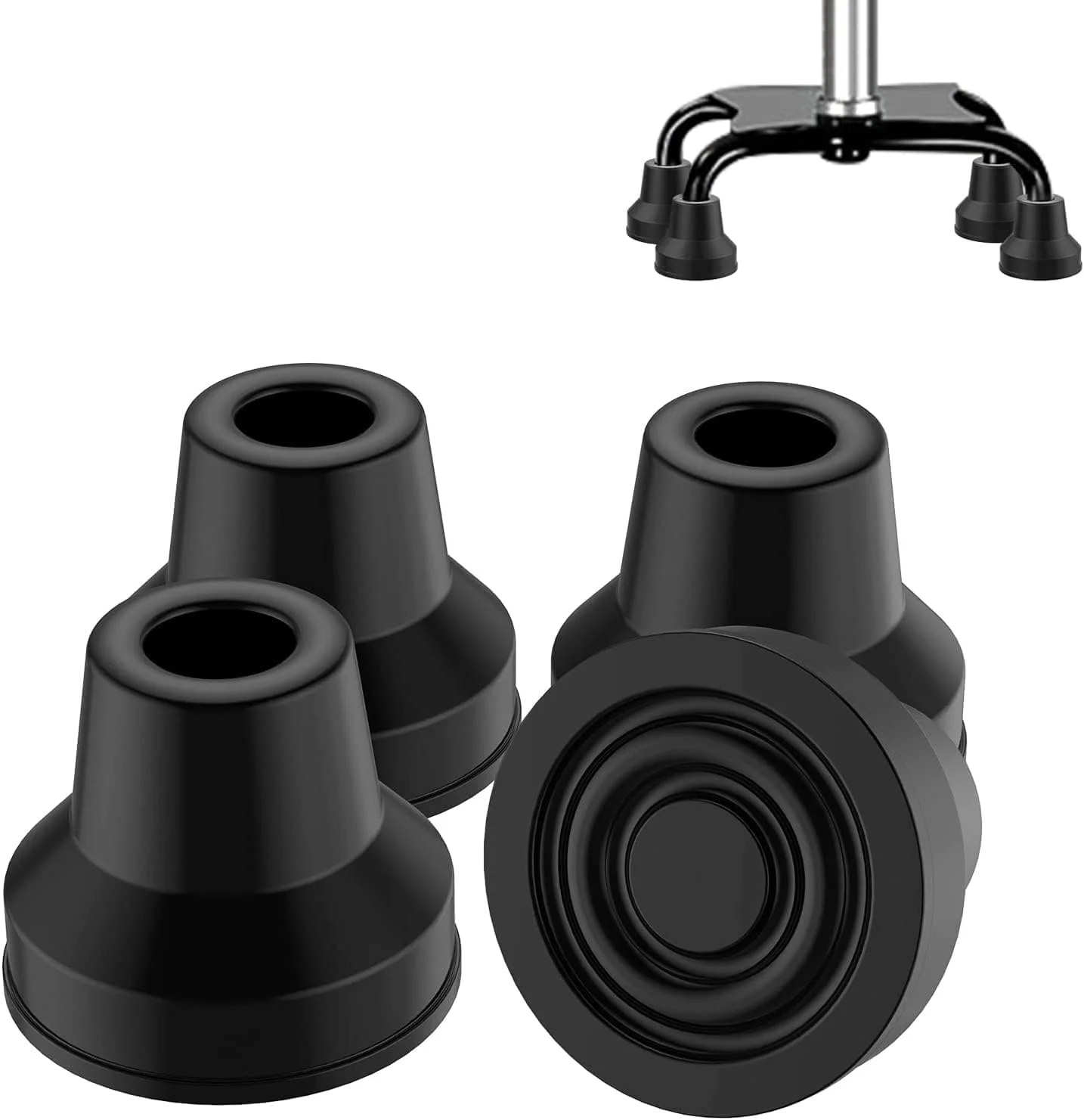 سرهای عصای چهارپایه سنگین TERRIFI - پایه های لاستیکی ضد لغزش برای عصاهای پیاده روی و ایستادن - بسته 4 عددی - مناسب برای قطر پایه 16 میلی متر - برای سالمندان