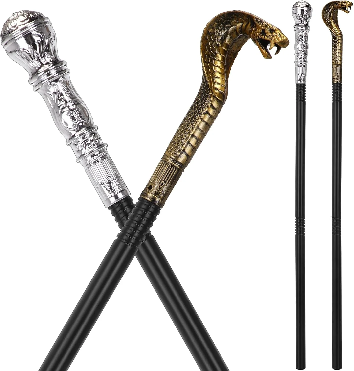 عصای پیادهروی عتیقه سامیند، 2 عدد، عصای مار کبری مصری، چوب لباسی، عصای پیادهروی قدیمی برای بزرگسالان، لوازم جانبی لباس کودکان، نقرهای و طلایی عصای پیادهروی عتیقه سامیند، 2 عدد، عصای مار کبری مصری، چوب لباسی، عصای پیادهروی قدیمی برای بزرگسالان، لوازم جانبی لباس کودکان، نقرهای و طلایی