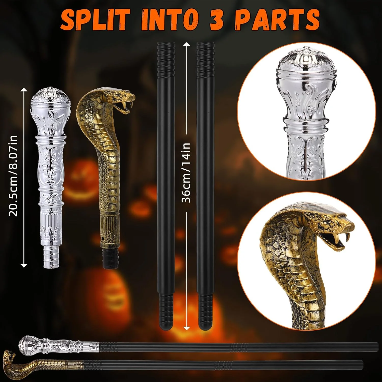 عصای پیادهروی عتیقه سامیند، 2 عدد، عصای مار کبری مصری، چوب لباسی، عصای پیادهروی قدیمی برای بزرگسالان، لوازم جانبی لباس کودکان، نقرهای و طلایی عصای پیادهروی عتیقه سامیند، 2 عدد، عصای مار کبری مصری، چوب لباسی، عصای پیادهروی قدیمی برای بزرگسالان، لوازم جانبی لباس کودکان، نقرهای و طلایی