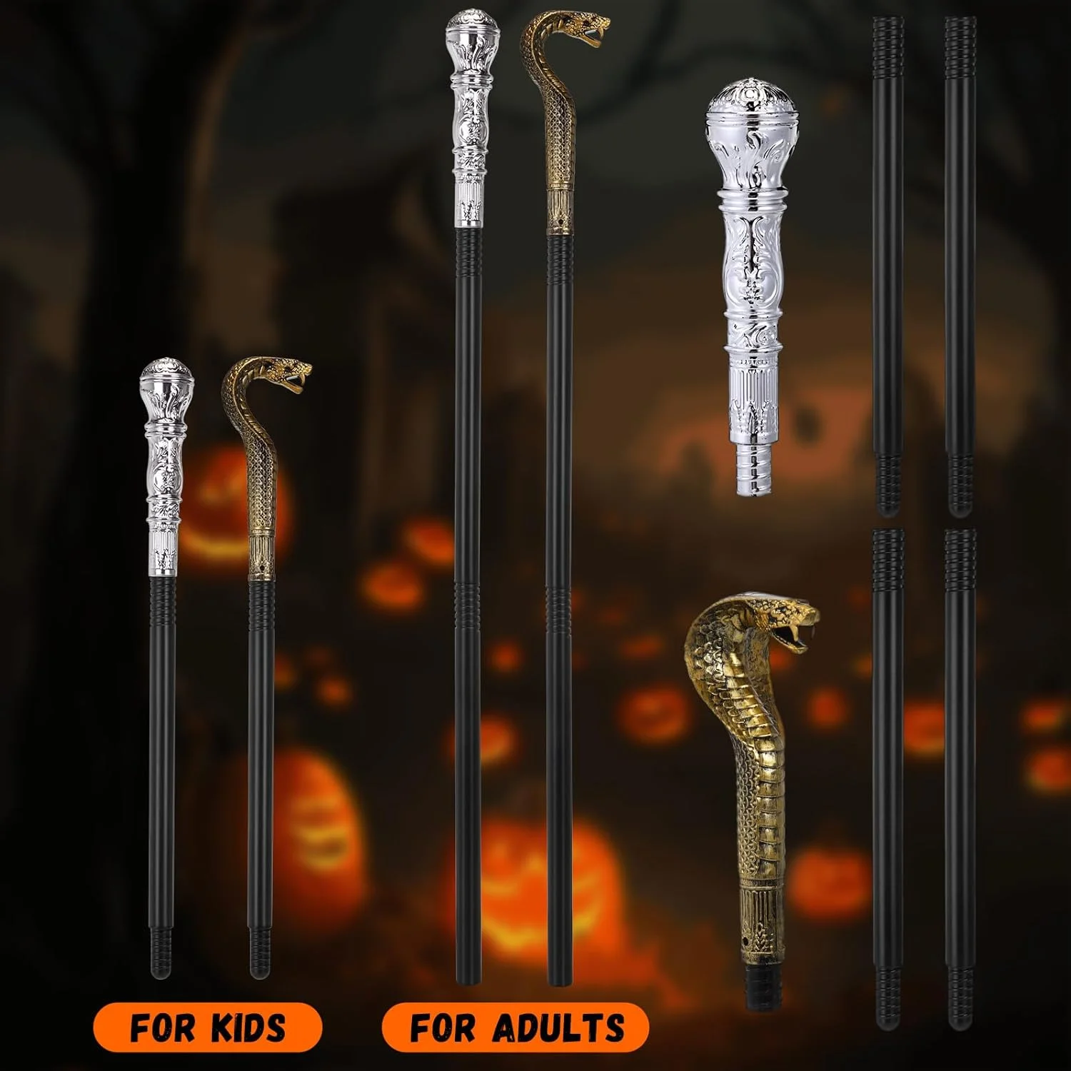 عصای پیادهروی عتیقه سامیند، 2 عدد، عصای مار کبری مصری، چوب لباسی، عصای پیادهروی قدیمی برای بزرگسالان، لوازم جانبی لباس کودکان، نقرهای و طلایی عصای پیادهروی عتیقه سامیند، 2 عدد، عصای مار کبری مصری، چوب لباسی، عصای پیادهروی قدیمی برای بزرگسالان، لوازم جانبی لباس کودکان، نقرهای و طلایی