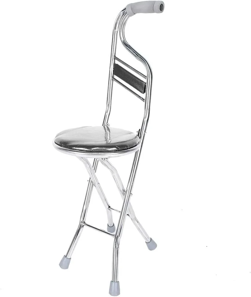 عصای پیاده روی تاشو، عصای دستی، چهارپایه، فولاد ضد زنگ سالمندان، عصای پیاده روی ضخیم چهار پایه برای استراحت در سفر در فضای باز سالمندان، صندلی تاشو جایگزین با ظرفیت وزن زیاد (مشکی) عصای پیاده روی تاشو، عصای دستی، چهارپایه، فولاد ضد زنگ سالمندان، عصای پیاده روی ضخیم چهار پایه برای استراحت در سفر در فضای باز سالمندان، صندلی تاشو جایگزین با ظرفیت وزن زیاد (مشکی)