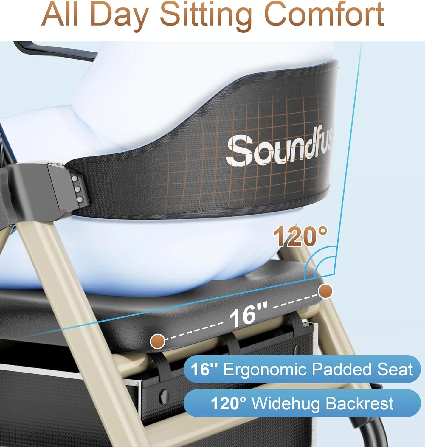 واکر رولیتور Soundfuse برای سالمندان با صندلی، واکر چرخدار تاشو سبک وزن با چرخ های بزرگ 8 اینچی PU، صندلی ارگونومیک، تنظیم ارتفاع دوگانه واکر رولیتور Soundfuse برای سالمندان با صندلی، واکر چرخدار تاشو سبک وزن با چرخ های بزرگ 8 اینچی PU، صندلی ارگونومیک، تنظیم ارتفاع دوگانه