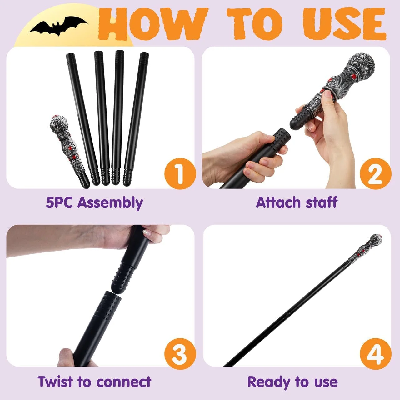 عصای نقره ای Spooktacular Creations برای بزرگسالان و کودکان - لوازم جانبی لباس خون آشام هالووین عصای نقره ای Spooktacular Creations برای بزرگسالان و کودکان - لوازم جانبی لباس خون آشام هالووین