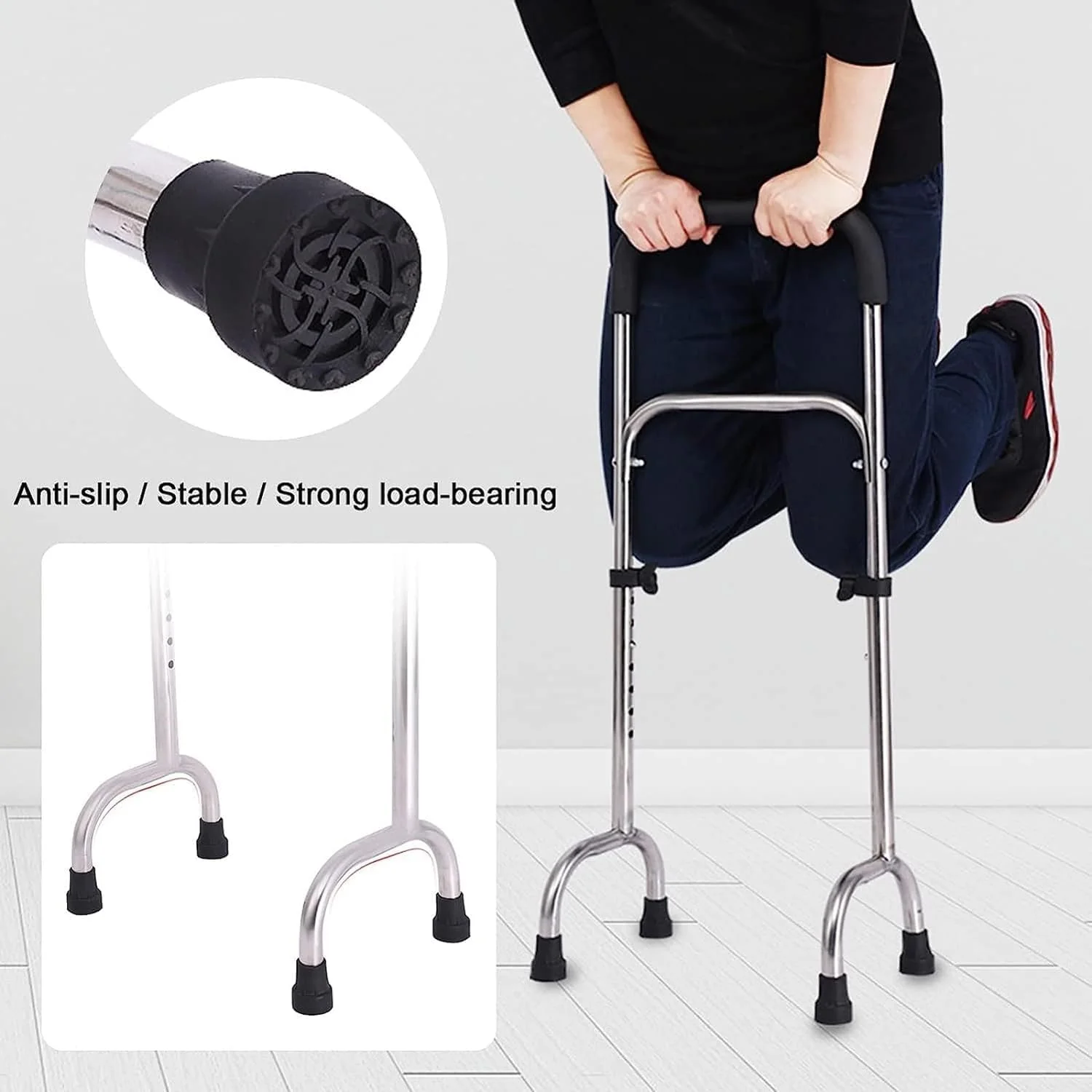 عصای چهارپایه سوبتا، عصای پیاده روی تتراپود قابل تنظیم با پایه پهن چهار پا، عصای استیل ضد زنگ سبک و پایدار، کمک حرکتی ایستاده عصای چهارپایه سوبتا، عصای پیاده روی تتراپود قابل تنظیم با پایه پهن چهار پا، عصای استیل ضد زنگ سبک و پایدار، کمک حرکتی ایستاده