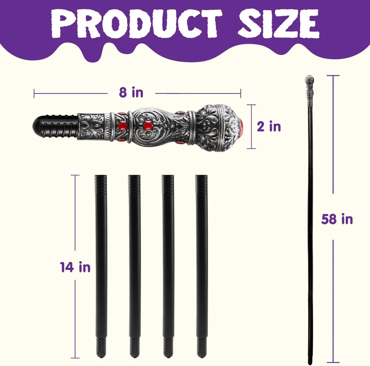 عصای نقره ای Spooktacular Creations برای بزرگسالان و کودکان - لوازم جانبی لباس خون آشام هالووین عصای نقره ای Spooktacular Creations برای بزرگسالان و کودکان - لوازم جانبی لباس خون آشام هالووین