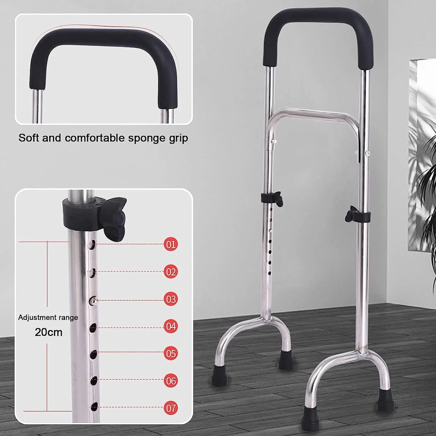 عصای چهارپایه سوبتا، عصای پیاده روی تتراپود قابل تنظیم با پایه پهن چهار پا، عصای استیل ضد زنگ سبک و پایدار، کمک حرکتی ایستاده عصای چهارپایه سوبتا، عصای پیاده روی تتراپود قابل تنظیم با پایه پهن چهار پا، عصای استیل ضد زنگ سبک و پایدار، کمک حرکتی ایستاده