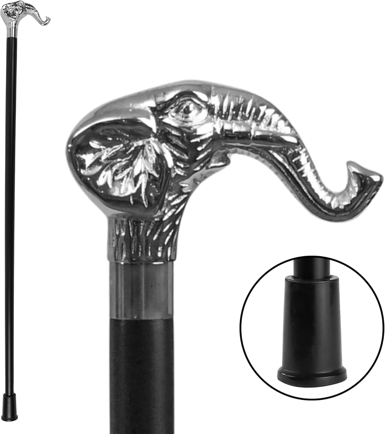 عصای پیاده روی فیل نقره ای - عصاهای پیاده روی چوبی شیک برای زنان، مردان، سالمندان - تعادل - تحرک، ثبات، پشتیبانی زانو - عصاهای شیک برای محصولات کمک به سالمندان - 36 اینچ نقره ای عصای پیاده روی فیل نقره ای - عصاهای پیاده روی چوبی شیک برای زنان، مردان، سالمندان - تعادل - تحرک، ثبات، پشتیبانی زانو - عصاهای شیک برای محصولات کمک به سالمندان - 36 اینچ نقره ای