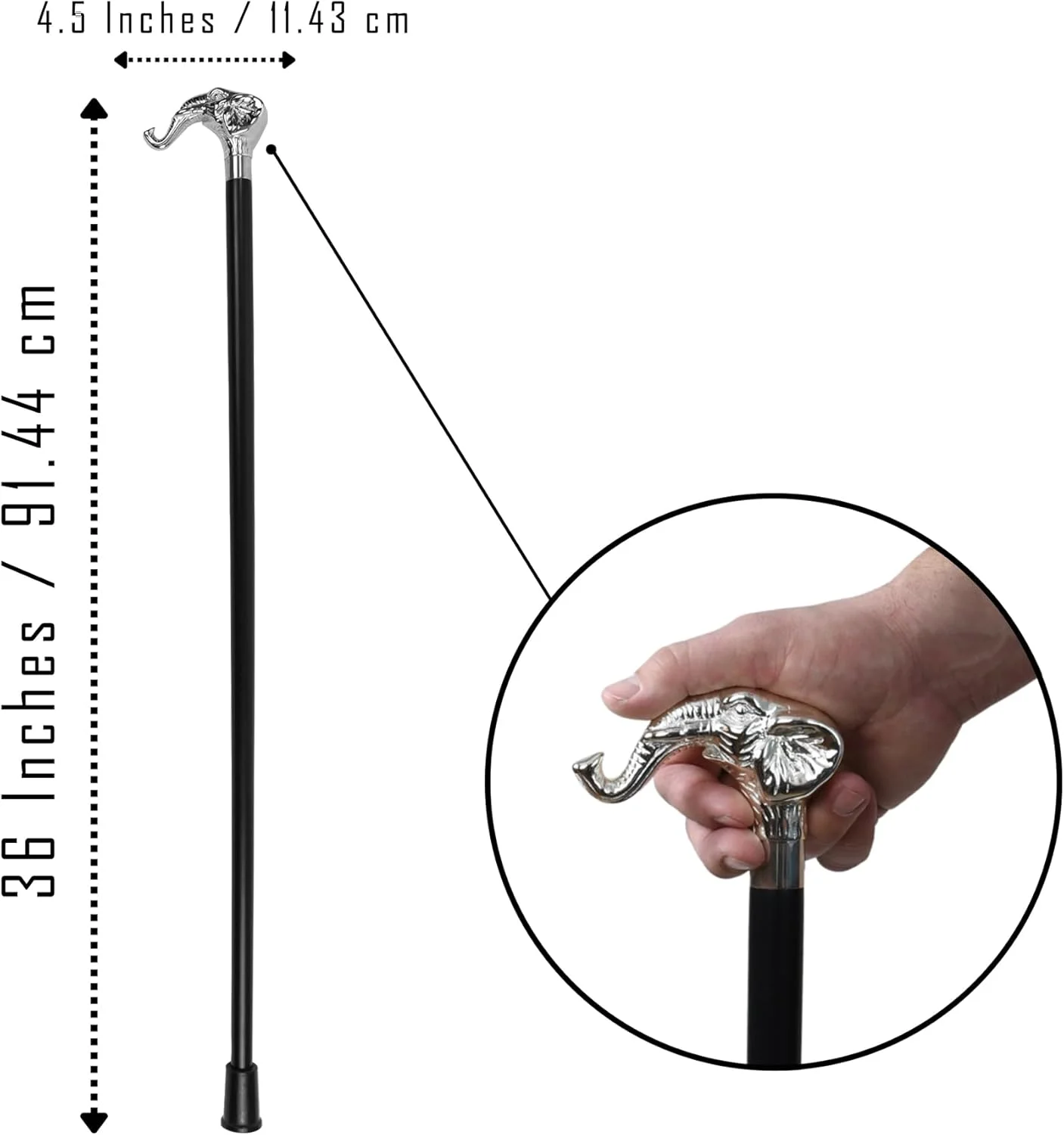 عصای پیاده روی فیل نقره ای - عصاهای پیاده روی چوبی شیک برای زنان، مردان، سالمندان - تعادل - تحرک، ثبات، پشتیبانی زانو - عصاهای شیک برای محصولات کمک به سالمندان - 36 اینچ نقره ای عصای پیاده روی فیل نقره ای - عصاهای پیاده روی چوبی شیک برای زنان، مردان، سالمندان - تعادل - تحرک، ثبات، پشتیبانی زانو - عصاهای شیک برای محصولات کمک به سالمندان - 36 اینچ نقره ای