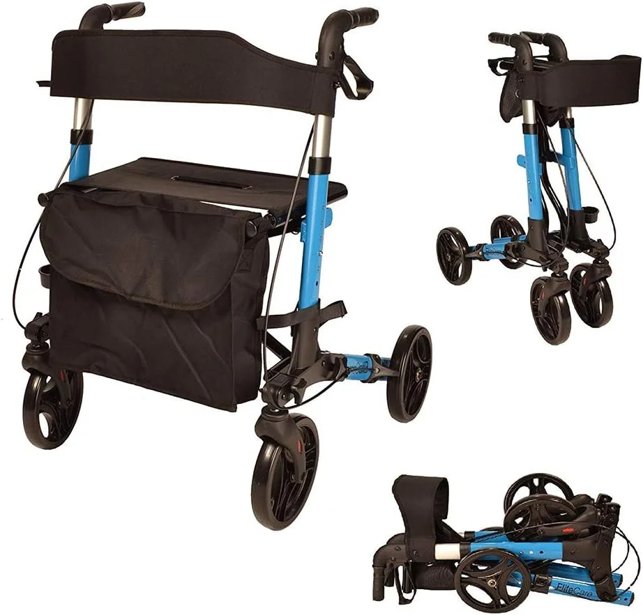 واکر قابل تنظیم SHKY - واکر تاشو سبک و جمع و جور با صندلی - برای سالمندان و معلولان (آبی) واکر قابل تنظیم SHKY - واکر تاشو سبک و جمع و جور با صندلی - برای سالمندان و معلولان (آبی)