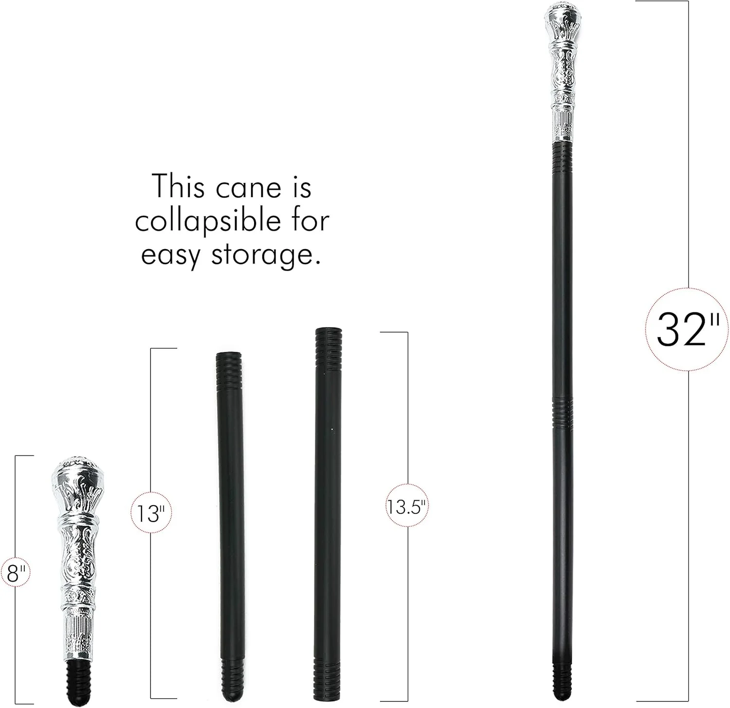 عصای پیادهروی نقرهای اسکلتین - عصای تزیینی شیک برای لباسهای مبدل، مناسب برای بزرگسالان و کودکان عصای پیادهروی نقرهای اسکلتین - عصای تزیینی شیک برای لباسهای مبدل، مناسب برای بزرگسالان و کودکان