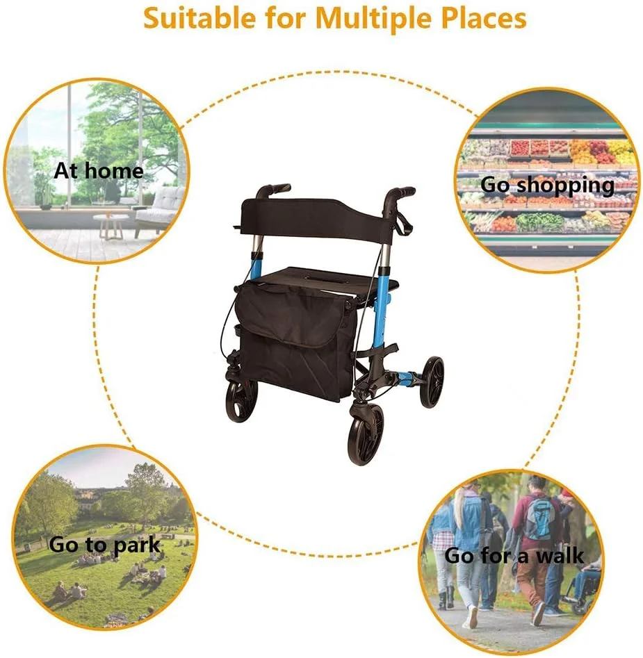 واکر قابل تنظیم SHKY - واکر تاشو سبک و جمع و جور با صندلی - برای سالمندان و معلولان (آبی) واکر قابل تنظیم SHKY - واکر تاشو سبک و جمع و جور با صندلی - برای سالمندان و معلولان (آبی)