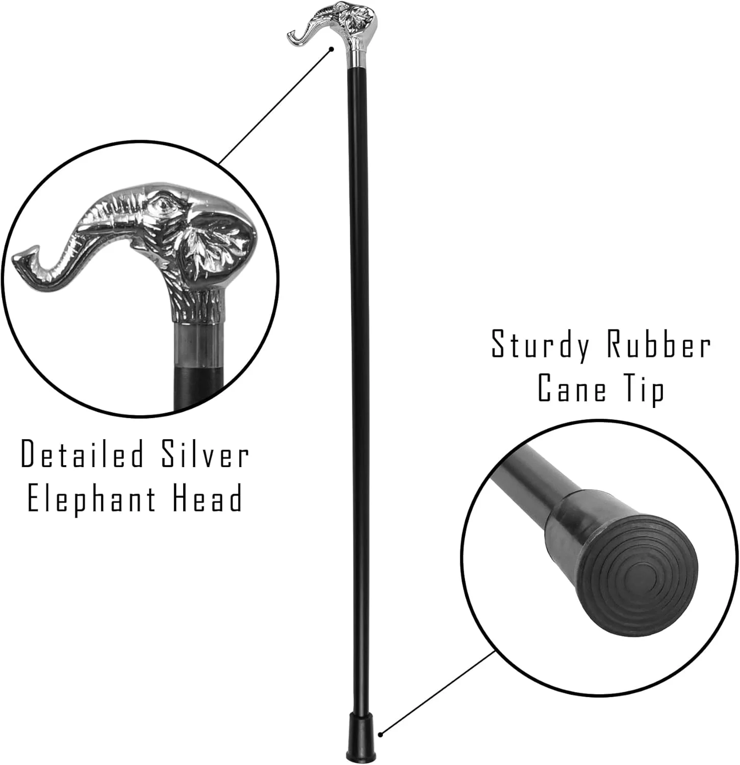عصای پیاده روی فیل نقره ای - عصاهای پیاده روی چوبی شیک برای زنان، مردان، سالمندان - تعادل - تحرک، ثبات، پشتیبانی زانو - عصاهای شیک برای محصولات کمک به سالمندان - 36 اینچ نقره ای عصای پیاده روی فیل نقره ای - عصاهای پیاده روی چوبی شیک برای زنان، مردان، سالمندان - تعادل - تحرک، ثبات، پشتیبانی زانو - عصاهای شیک برای محصولات کمک به سالمندان - 36 اینچ نقره ای