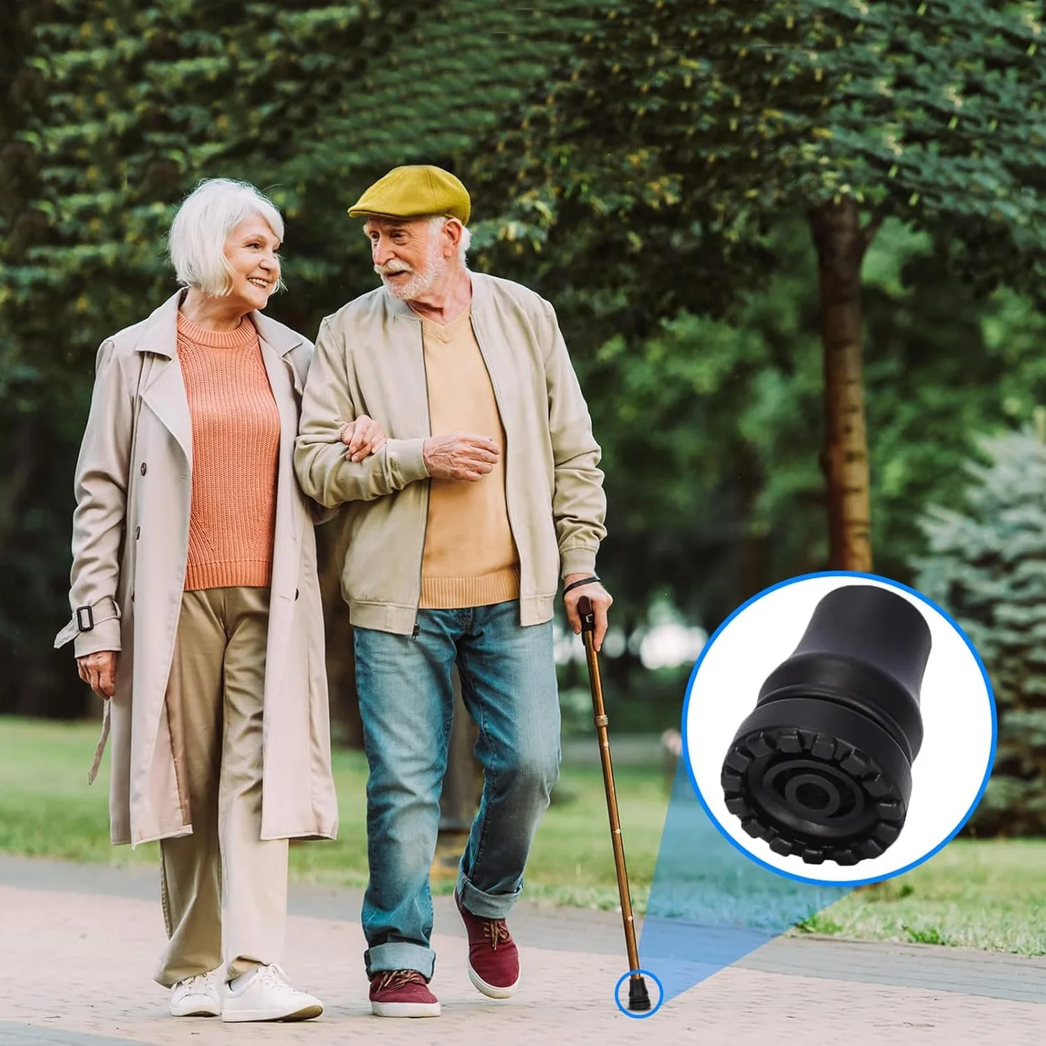 بسته 6 عددی پایه عصای تاشو استاندارد، عصا و زیر بغل تاشو، لوازم جانبی ایمنی قوی، ضربه گیر لاستیکی، ضد لغزش، برای عصا، عصای کوهنوردی، زیر بغل