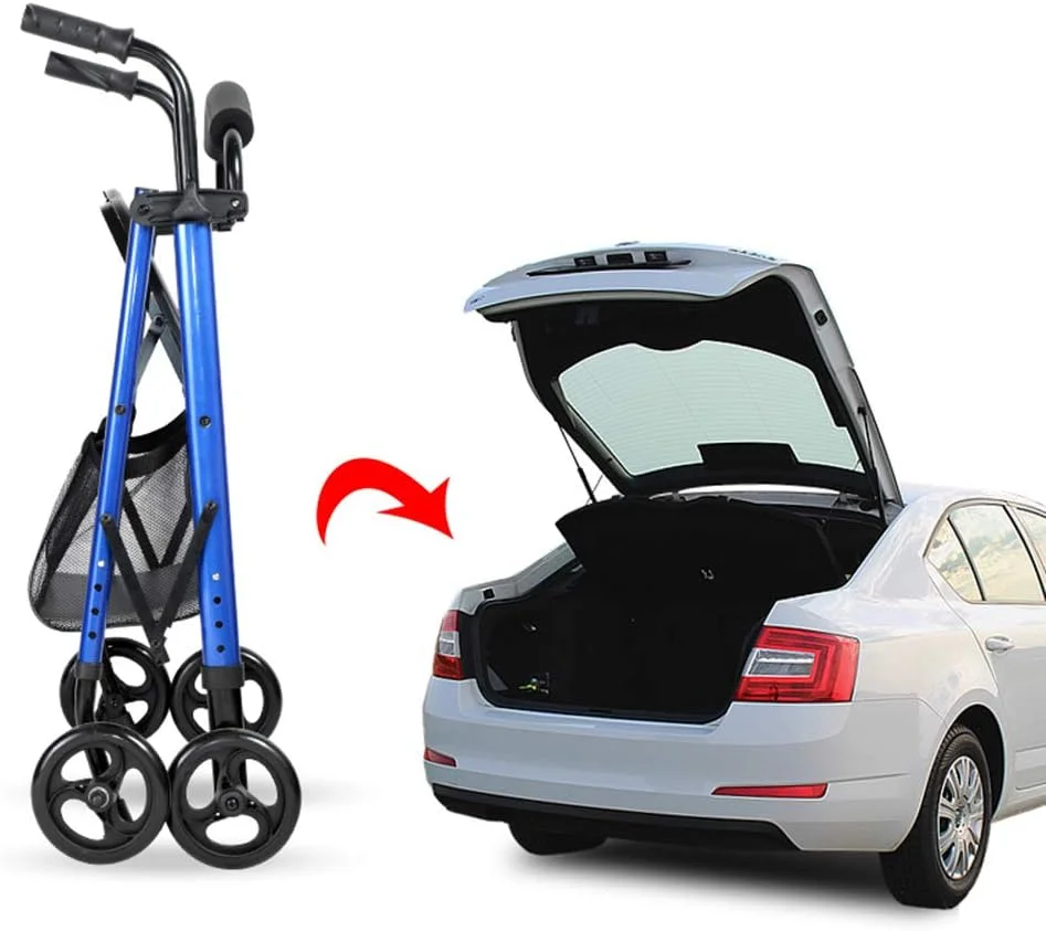 واکر قابل تنظیم SHKY - واکر تاشو سبک و جمع و جور با صندلی - برای سالمندان و معلولان (آبی) واکر قابل تنظیم SHKY - واکر تاشو سبک و جمع و جور با صندلی - برای سالمندان و معلولان (آبی)