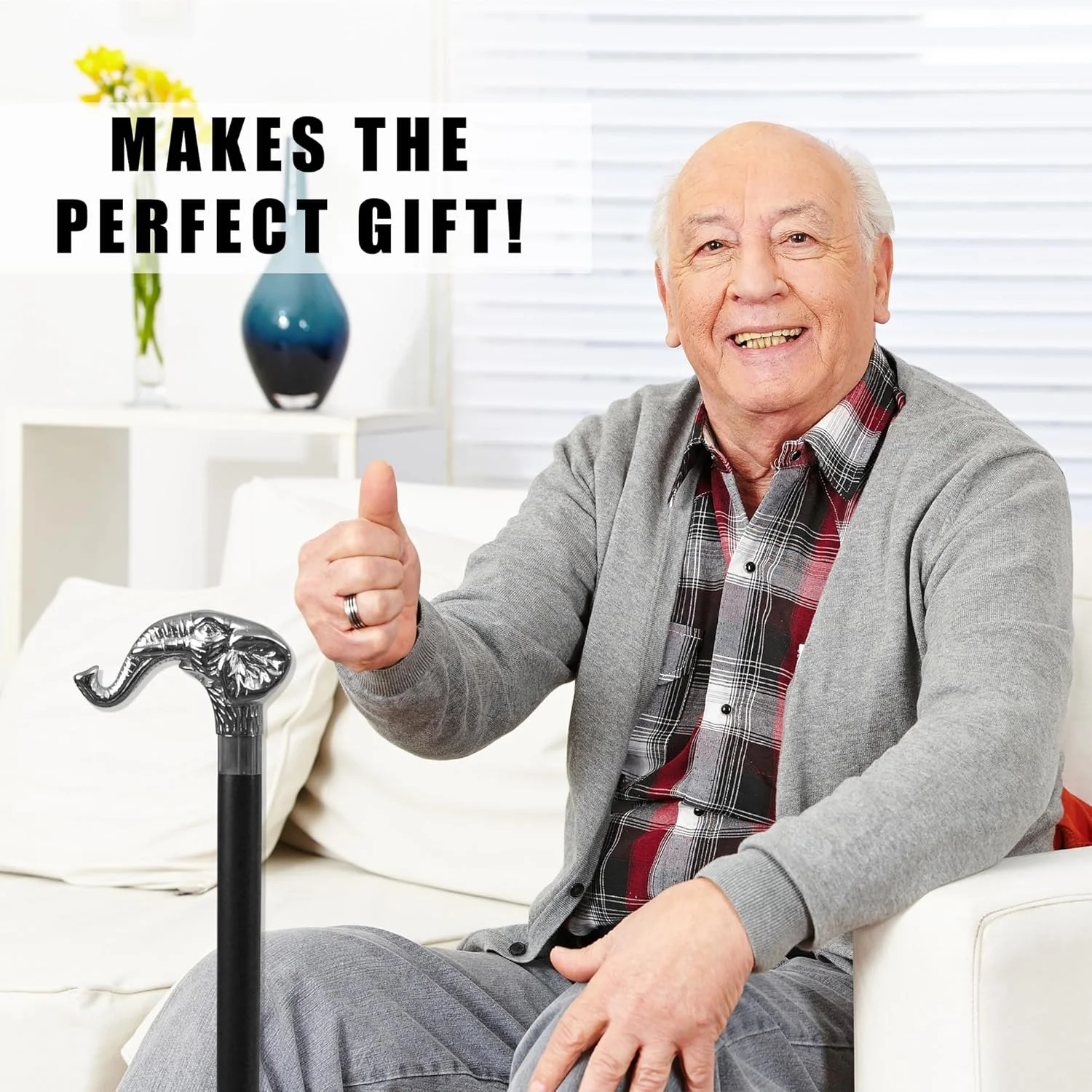 عصای پیاده روی فیل نقره ای - عصاهای پیاده روی چوبی شیک برای زنان، مردان، سالمندان - تعادل - تحرک، ثبات، پشتیبانی زانو - عصاهای شیک برای محصولات کمک به سالمندان - 36 اینچ نقره ای عصای پیاده روی فیل نقره ای - عصاهای پیاده روی چوبی شیک برای زنان، مردان، سالمندان - تعادل - تحرک، ثبات، پشتیبانی زانو - عصاهای شیک برای محصولات کمک به سالمندان - 36 اینچ نقره ای