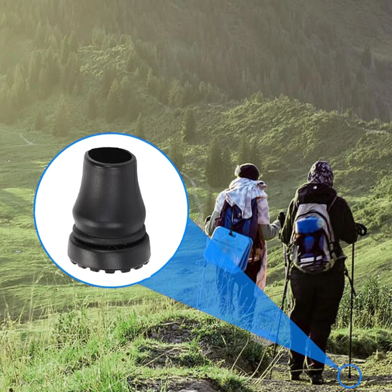 بسته 6 عددی پایه عصای تاشو استاندارد، عصا و زیر بغل تاشو، لوازم جانبی ایمنی قوی، ضربه گیر لاستیکی، ضد لغزش، برای عصا، عصای کوهنوردی، زیر بغل