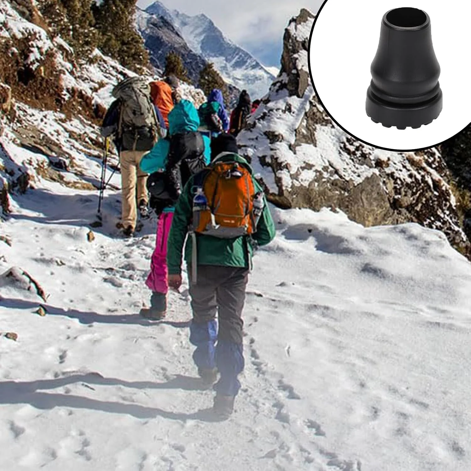 بسته 6 عددی پایه عصای تاشو استاندارد، عصا و زیر بغل تاشو، لوازم جانبی ایمنی قوی، ضربه گیر لاستیکی، ضد لغزش، برای عصا، عصای کوهنوردی، زیر بغل