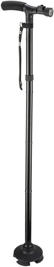 عصای پیاده روی LED مدل MaDiYa با دسته T، عصای کوهنوردی تاشو با پایه ثابت برای ثبات سالمندان عصای پیاده روی LED مدل MaDiYa با دسته T، عصای کوهنوردی تاشو با پایه ثابت برای ثبات سالمندان