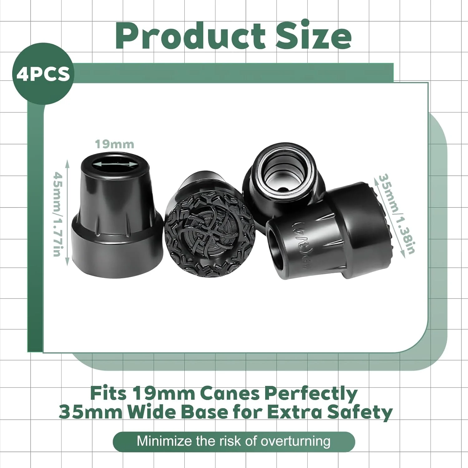 4 عدد سر عصای لاستیکی سنگین برای عصاهای پیاده روی، قطر داخلی 19 میلی متر، نوک عصای جایگزین ضد لغزش، انتهای لاستیکی عصای پیاده روی مشکی برای عصاها و زیر بغل های استاندارد، لوازم جانبی بادوام عصا 4 عدد سر عصای لاستیکی سنگین برای عصاهای پیاده روی، قطر داخلی 19 میلی متر، نوک عصای جایگزین ضد لغزش، انتهای لاستیکی عصای پیاده روی مشکی برای عصاها و زیر بغل های استاندارد، لوازم جانبی بادوام عصا